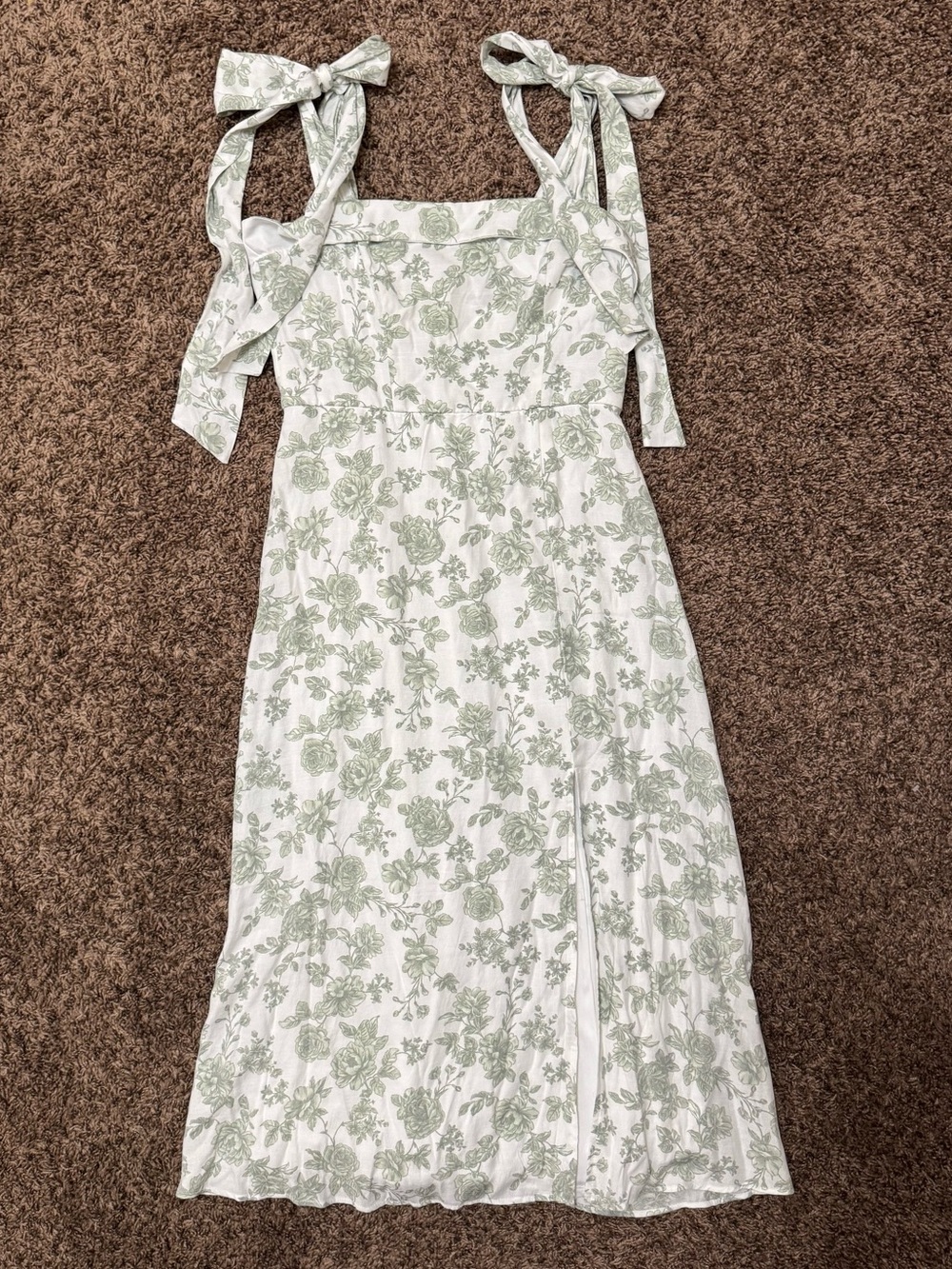 Trixxi Sage Green Floral Tie-Shoulder Midi Dress floral sun dress